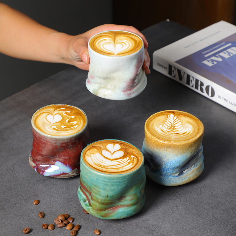 Coffee Tea Latte - ストーンウェア エスプレッソ カップ ヴィンテージ 手摘みプリーツ ラテ