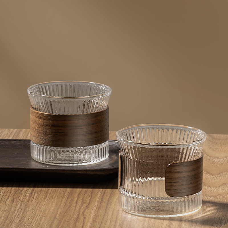Coffee Tea For Me - Gianxi ガラスコーヒーマグ和風クルミカップスリーブ透明かわいいカップコーヒーウェア美しいティーマグビールジョッキかわいいマグ