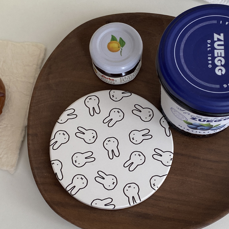 Coffee Tea Cup - ホットキュートミッフィーシリーズコーヒーカップコースター漫画創造性プリントセラミック吸収性コースターラウンド耐熱ティーカップマット