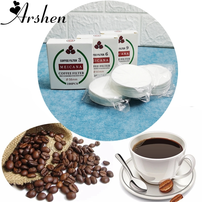 Coffee Tea Replacement - エアロプレス用ペーパーフィルター,プロのコーヒーメーカー,ティーツール,キッチンツール,交換用,3サイズ,56mm, 60mm, 68mm, 1パックあたり100個