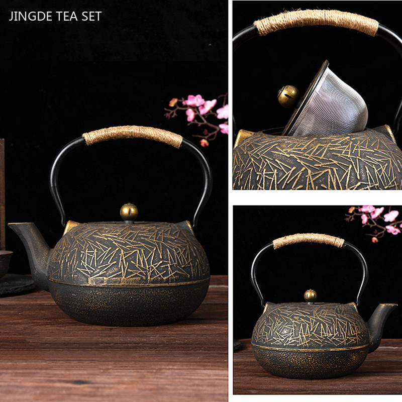 Cast Iron Teapot - カスタマイズされた鋳鉄製ティーポット,900ml,日本のアンティーク工芸品,フィルタースクリーン付きティーポット,キッチンツールセット