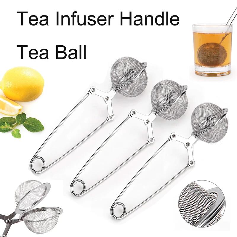 Coffee Tea Infuser - 4-1 個鋼茶注入器再利用可能な球メッシュ茶ストレーナーフィルターハーブキッチンガジェットハンドルディフューザーコーヒー茶注入器ハンドル