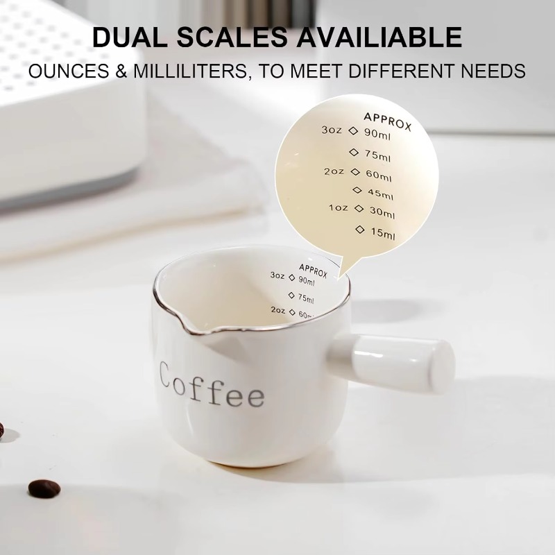 Coffee Tea Cup - ハンドル付きミニセラミックコーヒーカップ,V字型注ぎ口,ミルクラテ,クリーマー,ブレンダー,エスプレッソ,測定,ティーアクセサリー