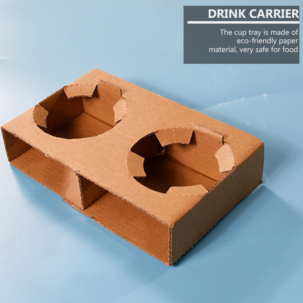 Coffee Tea Cup - 10 個環境に優しい生分解性紙ドリンクキャリアトレイコーヒーミルクティーホットコールド飲料テイクアウトパッキングカップホルダー用