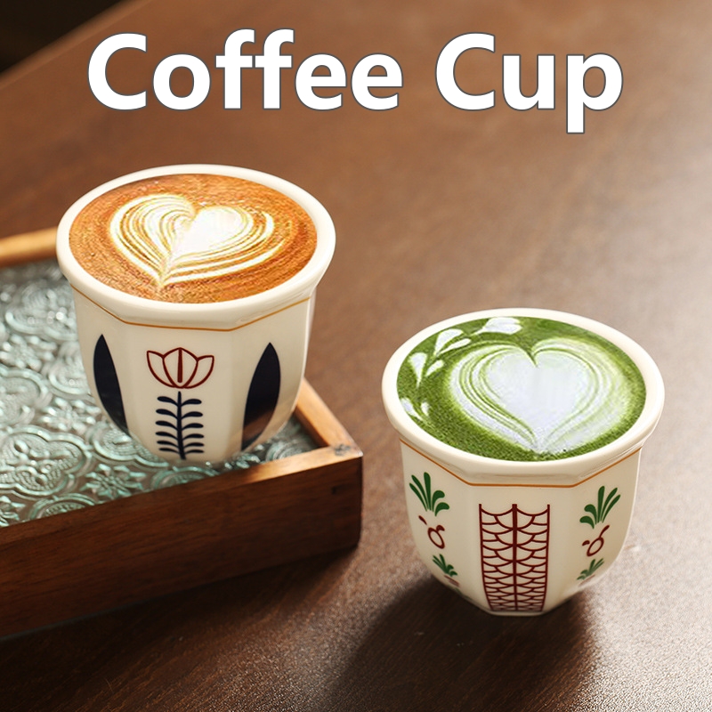 Coffee Tea For Me - 家庭用ハンドヘルドエスプレッソカップセラミック中東キャンドル磁器、新しい陶器ティーカップ、ヴィンテージ、180ml 250ml
