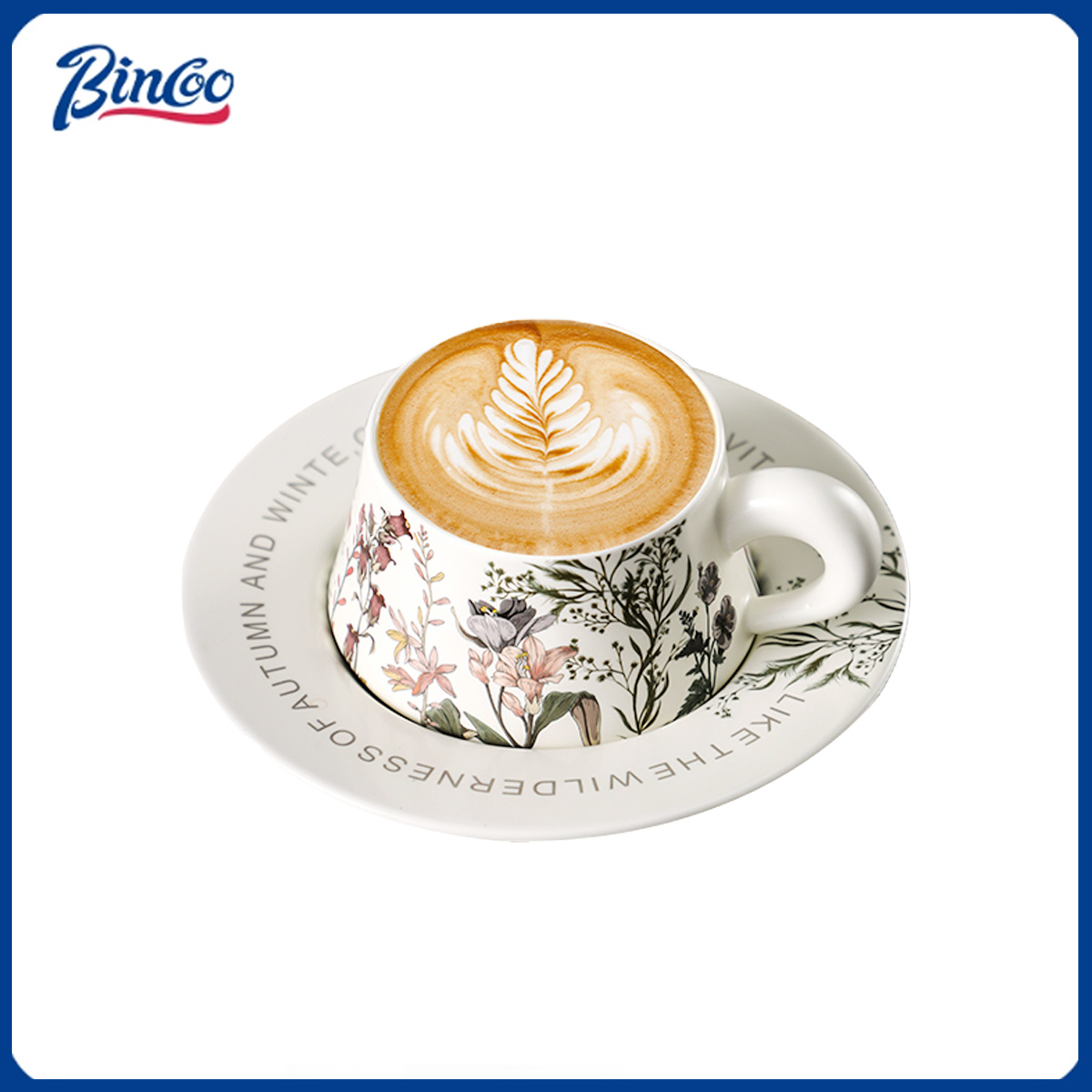 Coffee Tea Latte - BINCOO 260ml セラミックコーヒーカップ＆ソーサーセット カプチーノカップ アートラテ エスプレッソマグ
