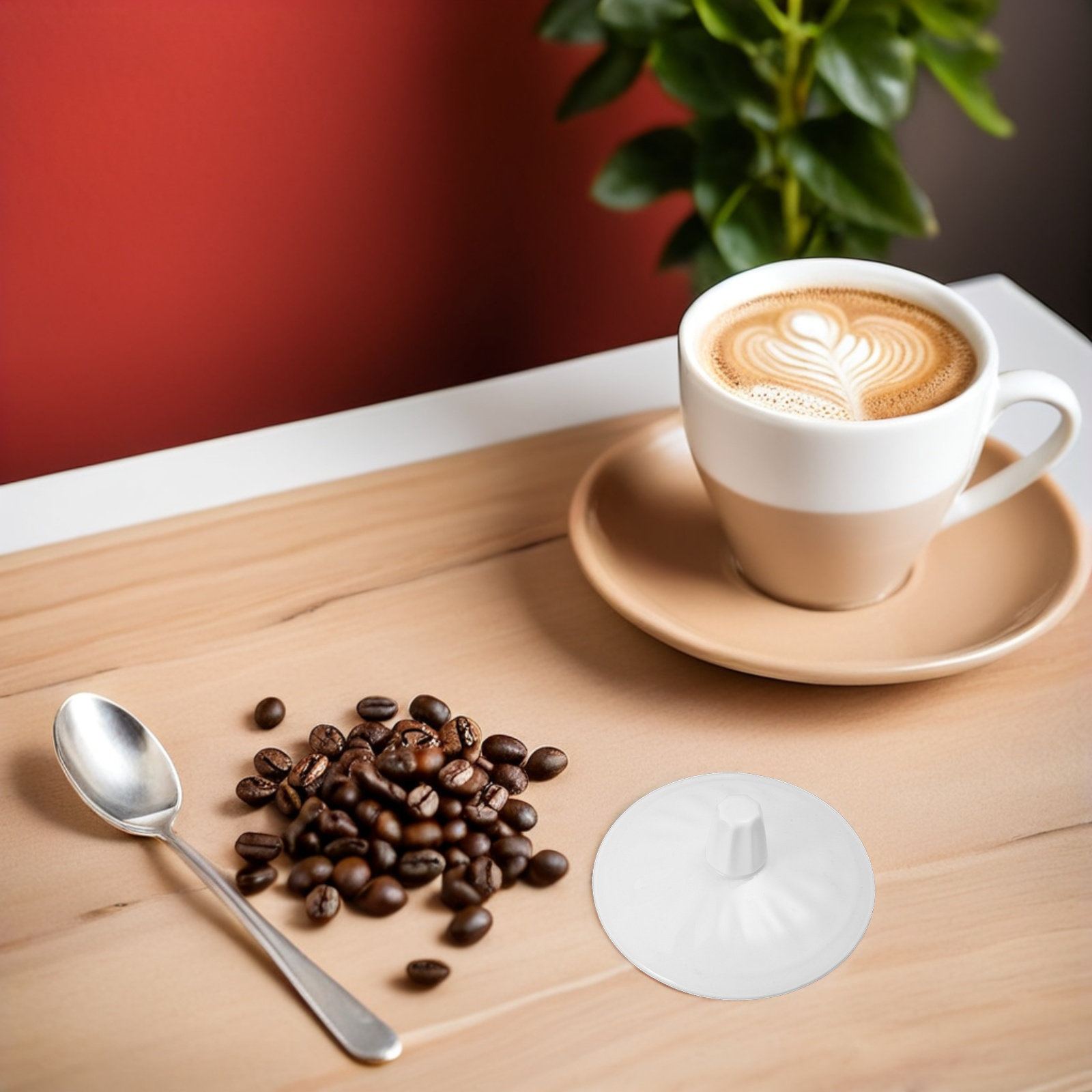 Coffee Tea Replacement - 2 個の磁器マグカップ蓋交換用白いセラミックカップカバーコーヒーティーカップ用耐熱気密シールこぼれ防止スムーズ
