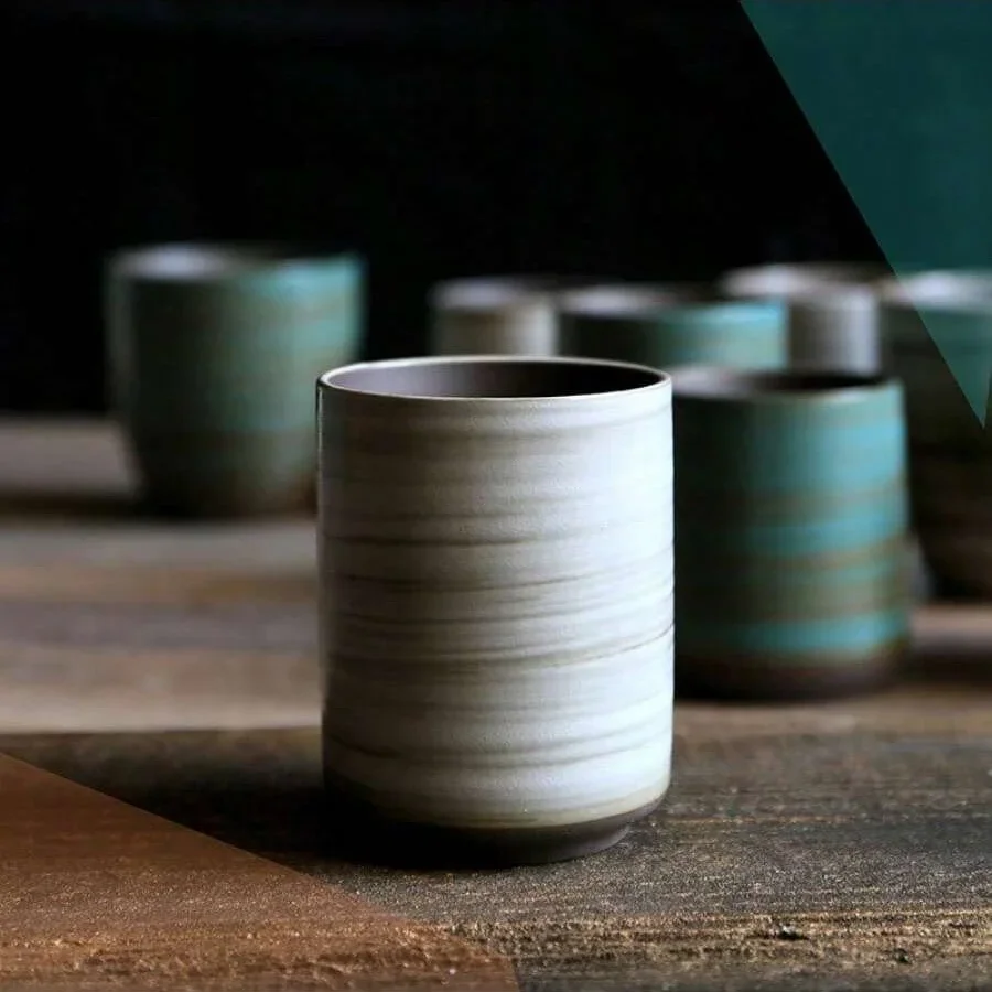 Coffee Tea For Me - 手描きのクラックル釉ストーンウェアマグ、ヴィンテージアジアンセラミックコーヒーティーカップ、食器洗い機対応ギフト家庭用禅アロマセラピー