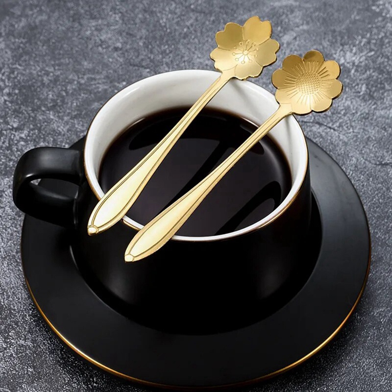 ステンレス鋼桜の花ゴールドスクープコーヒースプーンギフトキッ - Coffee Tea Replacement のレビューと価格