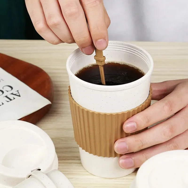 450 ミリリットルコーヒーカップ蓋付き小麦ストロー再利用可 - Coffee Tea For Me のレビューと価格