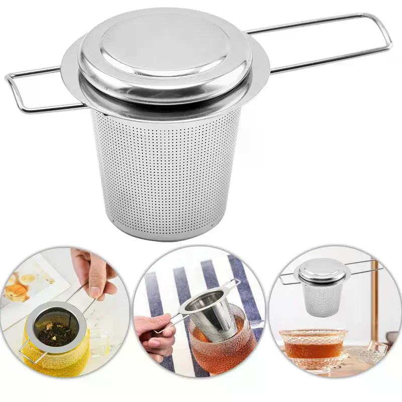 ステンレス製の茶こし、蓋付き、再利用可能なカップストレーナー - Coffee Tea Infuser のレビューと価格