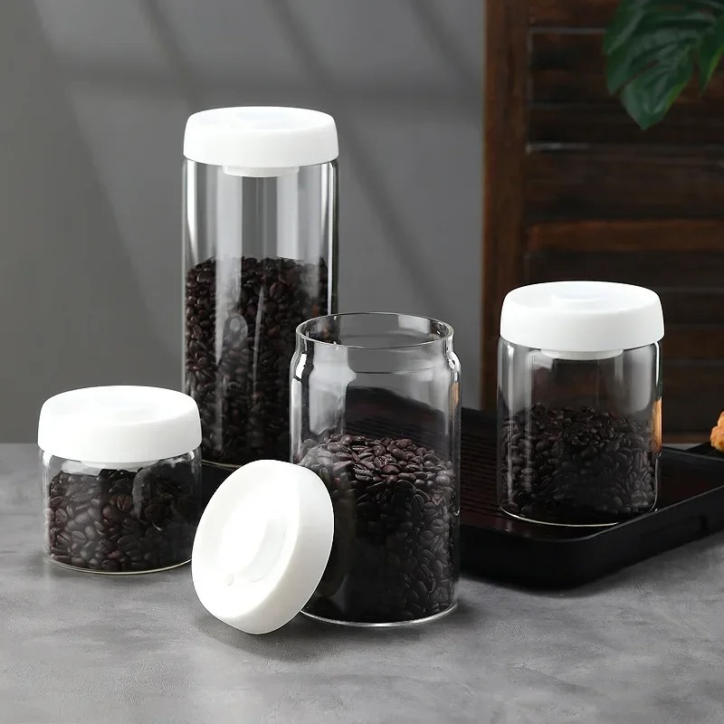 手動真空密閉コーヒージャー 高ホウケイ酸ガラス 防湿茶保存容 - Coffee Tea Box のレビューと価格