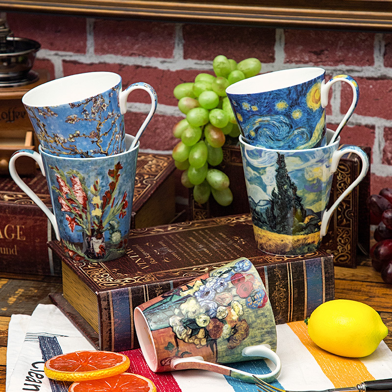 5 個セットボーンチャイナゴッホ油絵アートマグコーヒーカップ - Coffee Tea Van のレビューと価格