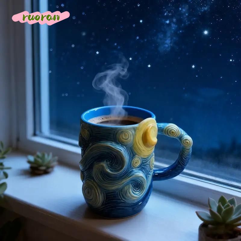 ゴッホの星月夜マグカップ、クリエイティブなウォーターカップ、 - Coffee Tea Van のレビューと価格