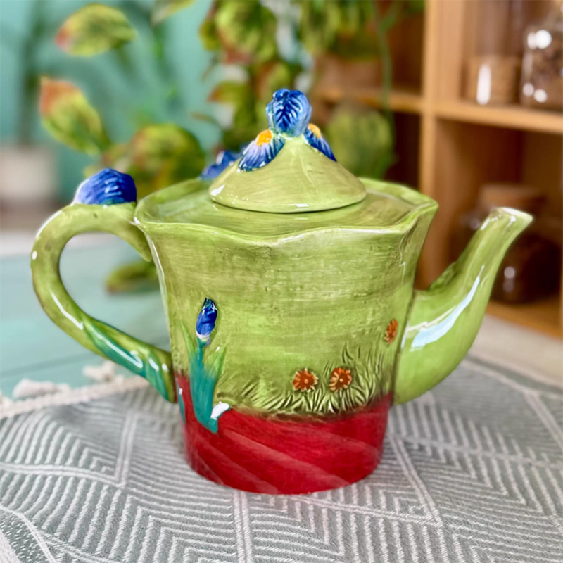 クリエイティブな青い花柄の陶器製コーヒーカップ、コーヒーポッ - Coffee Tea Van のレビューと価格