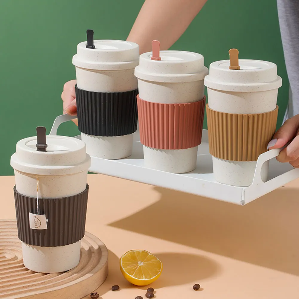 450 ミリリットルコーヒーカップ蓋付き小麦ストロー再利用可 - Coffee Tea For Me のレビューと価格