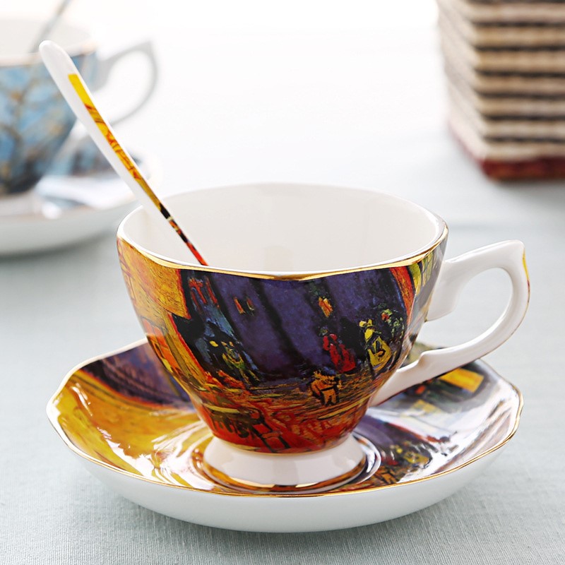 ゴッホの絵画 コーヒーマグカップ ソーサー ディッシュ スプ - Coffee Tea Van のレビューと価格